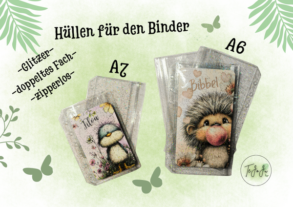 Zipperlose Hüllen mit doppeltem Fach Glitzer A6/A7