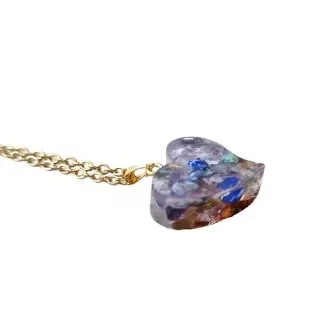 Goudkleurige RVS Epoxy ketting met natuursteen