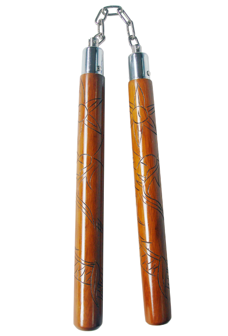 Red Oak Carved Dragon Nunchaku
