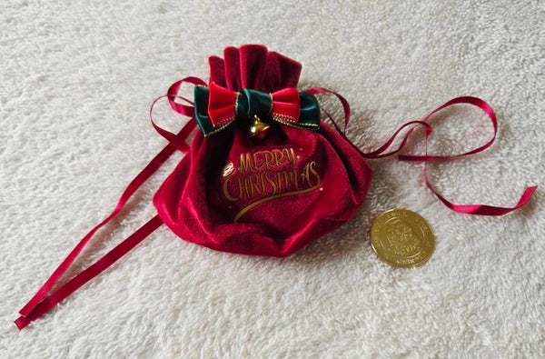 Santa Wishing Coin & Luxury Velvet Bag