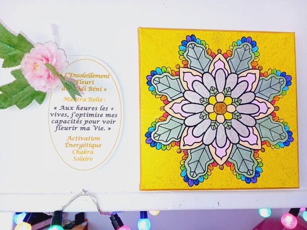 Tableau~Mantra "L'Ensoleillement Fleuri du Midi Béni" Chakra Solaire
