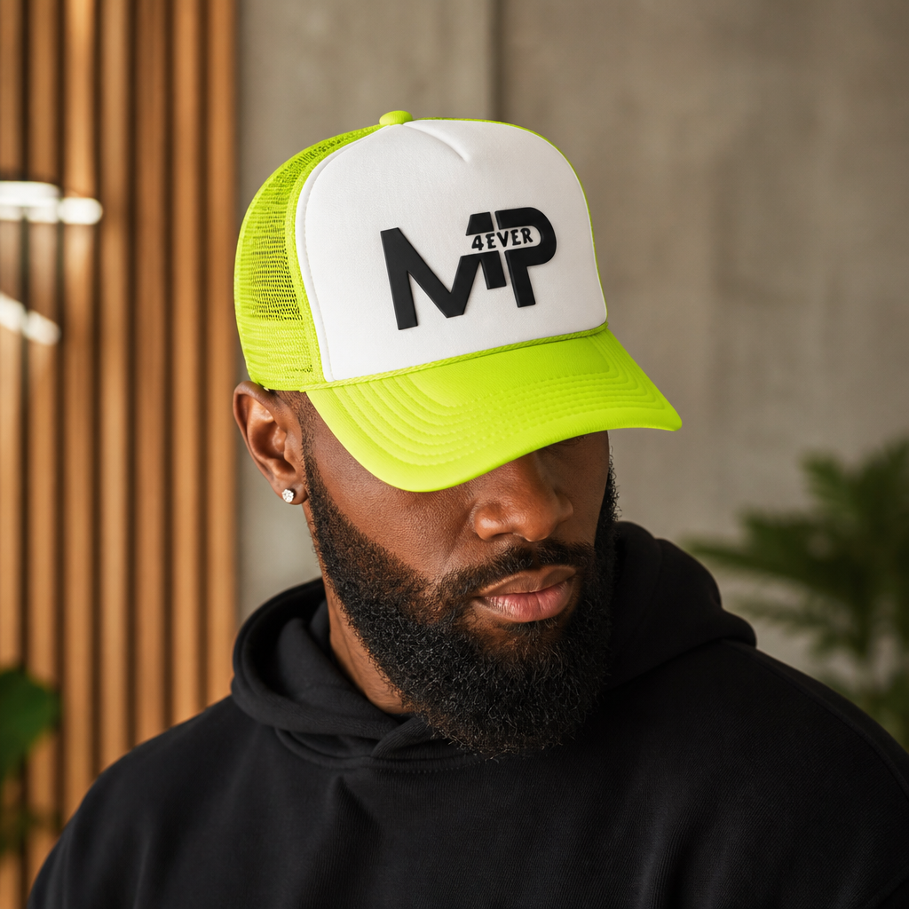Casquette personnalisée en mousse et filet avec design en vinyle PU épais effet caoutchouc