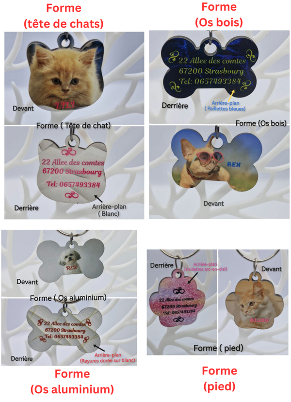 plaque d’identification  chien/chat personnalisée