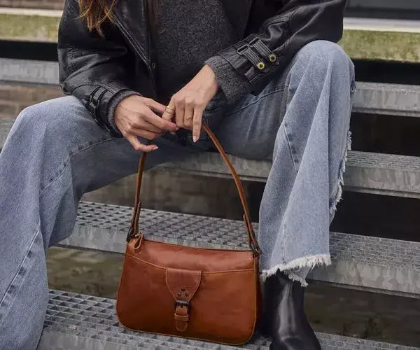 Mooie-Tassen Excellent Leren Damestas cognac