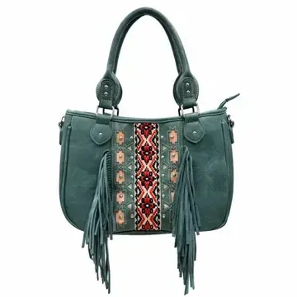 Azteekse Stam print Franjes Western Hand - Schoudertas Green