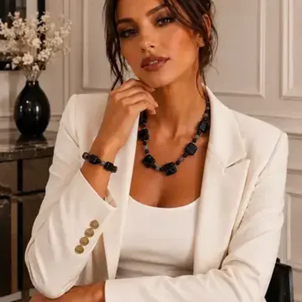 Sieraden-set Wekerom Halsketting met Armband Zwart