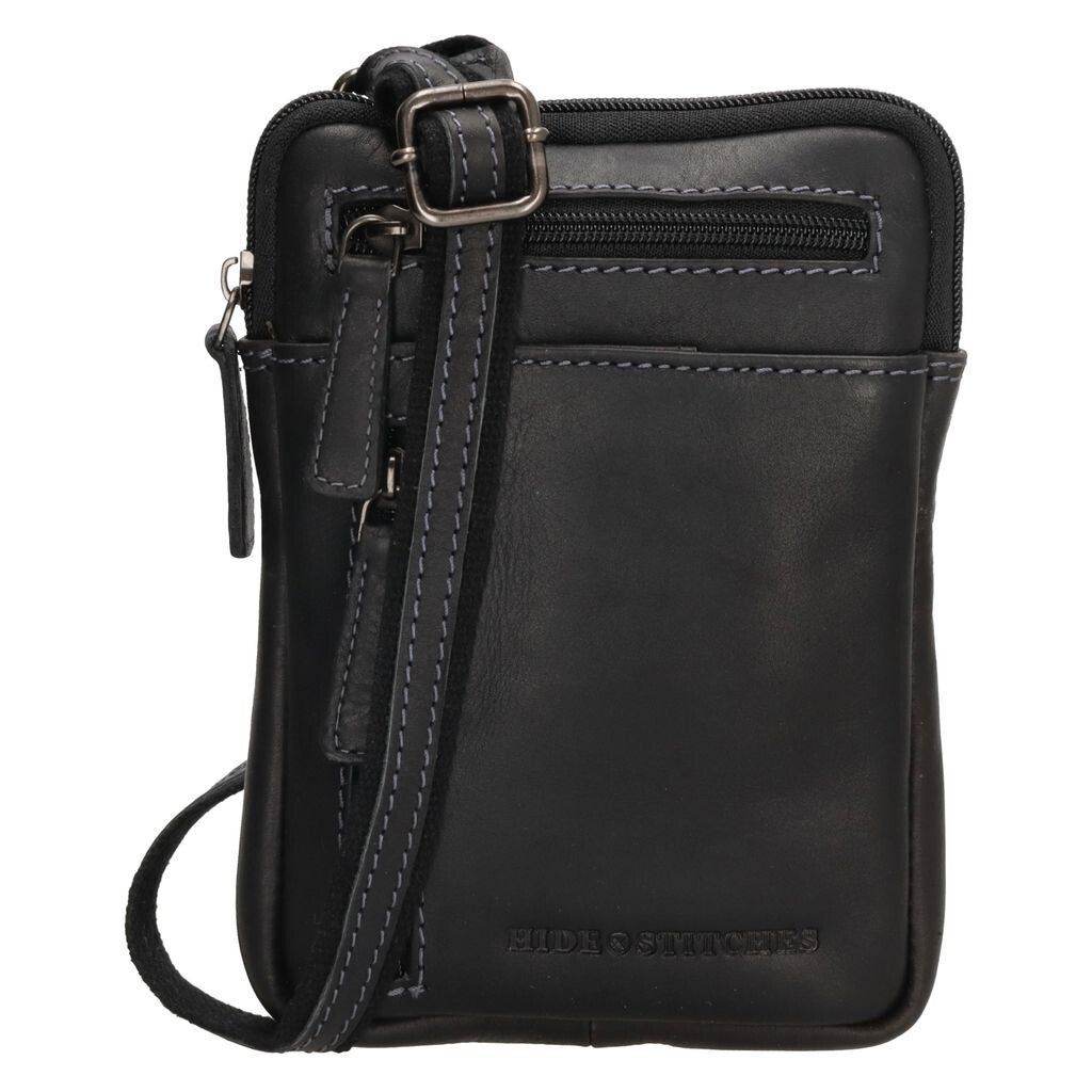 Hide & Stitches Leren  Schoudertas / Crossbody Japura  Zwart
