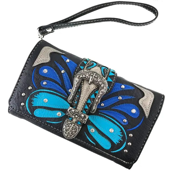 Crossbody Portemonnee Butterfly Blauw