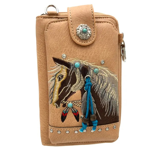 Horse Western Telefoontasje -Portemonnee tasje Bruin