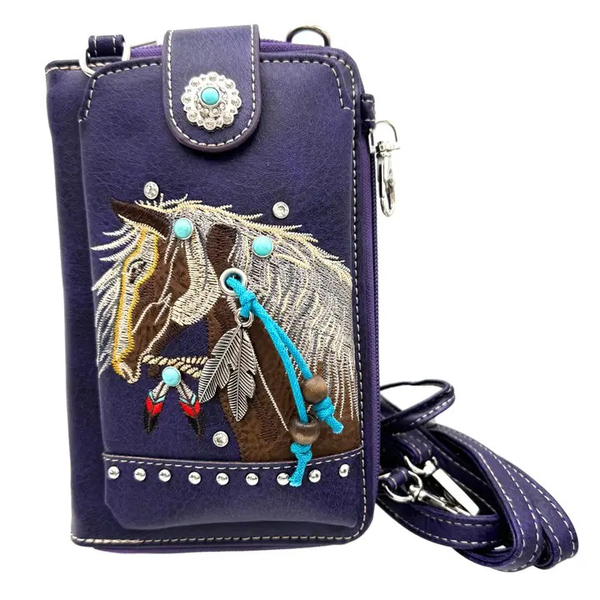 Horse Western Telefoontasje -Portemonnee Paars