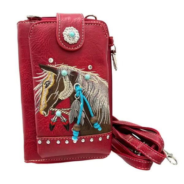 Horse Western Telefoontasje -Portemonnee Rood