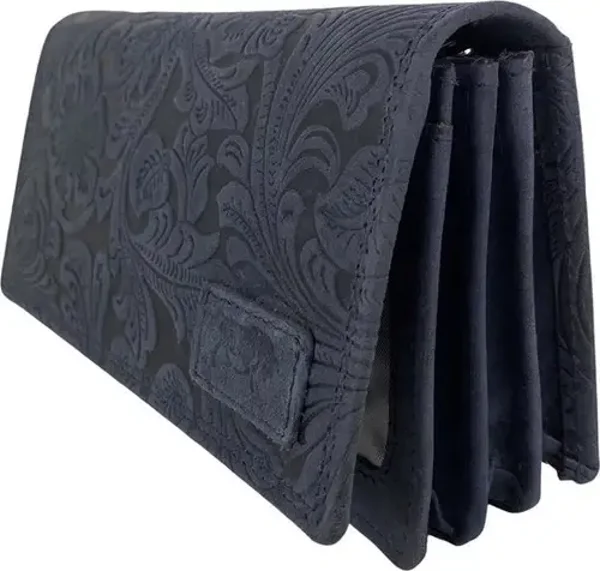 Damesportemonnee met bloemenprint Leder Blauw