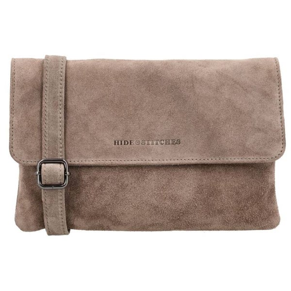 Hide & Stitches Leren Schoudertas Brazos Suede Taupe
