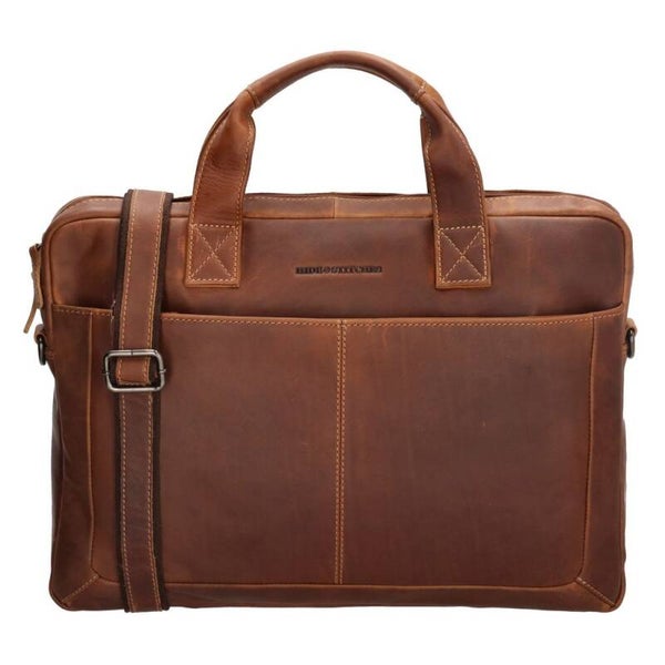 Hide & Stitches Japura Leren Laptoptas 15,6 inch Cognac