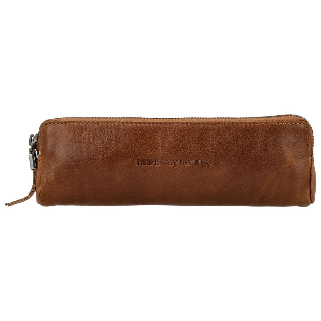 Hide & Stitches Porto Leren Pennenetui Bruin