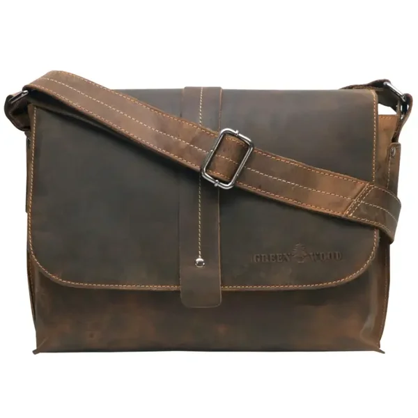 Greenwood Leren Laptop Schoudertas 13,3 Inch Camel