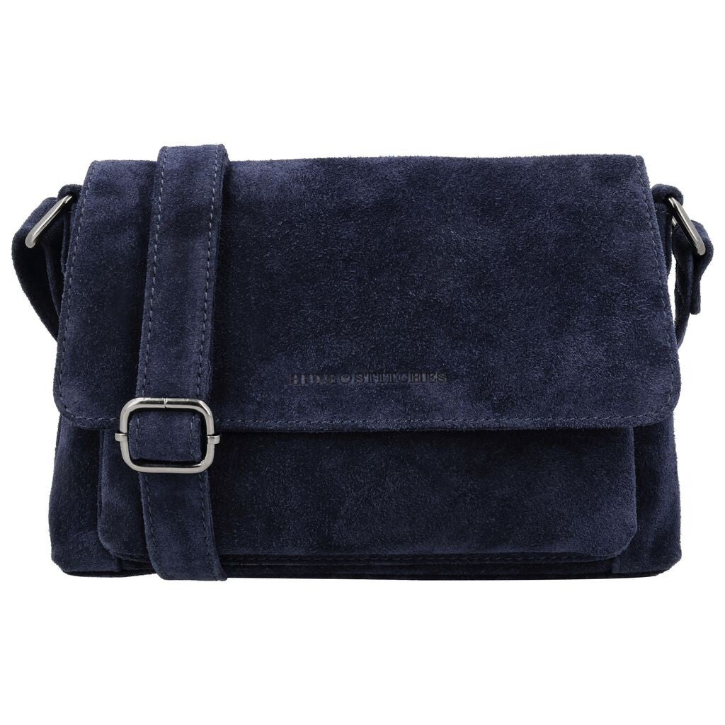 Hide & Stitches Brazos Leren / Suéde Schoudertas Donkerblauw
