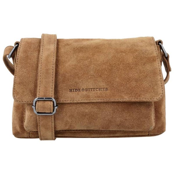 Hide & Stitches Brazos Leren / Suéde Schoudertas Camel