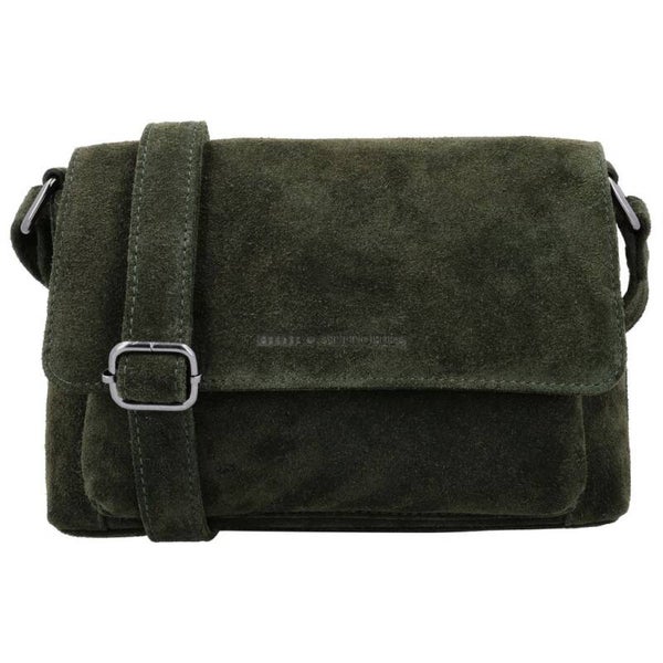 Hide & Stitches Brazos Leren / Suéde Schoudertas Olijfgroen