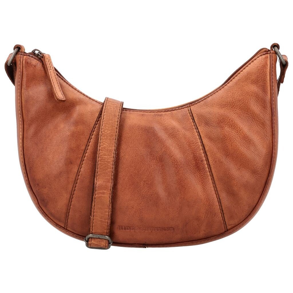 Hide & Stitches Paint Rock Leren Crossbody Moonbag Cognac