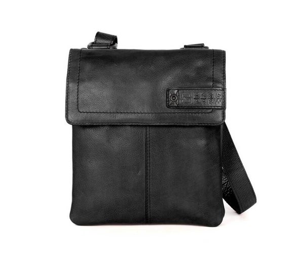 Spikes & Sparrow Leren Heren Crossbodytas Jake Zwart