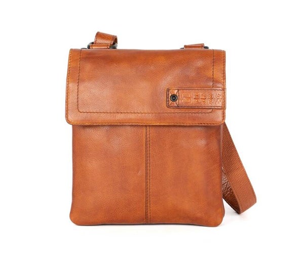 Spikes & Sparrow Leren Heren Crossbodytas Jake Cognac