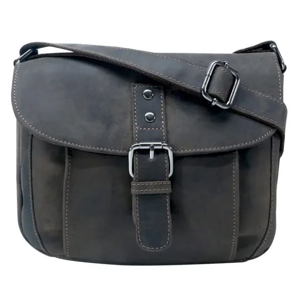 Greenwood Stoere Leren Dames Schoudertas / Crossbody Waxed Bruin