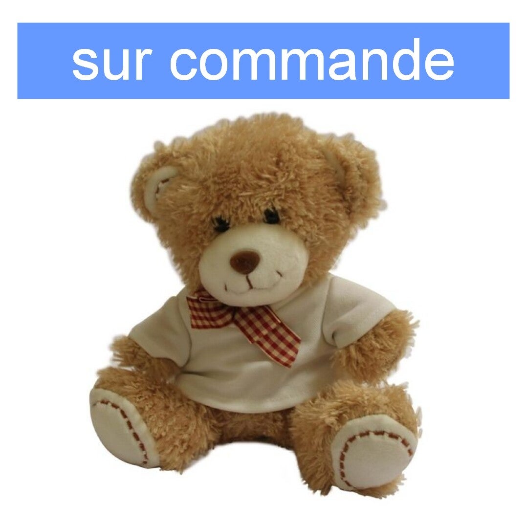 PELUCHE OURS AVEC NOEUD 18 CM