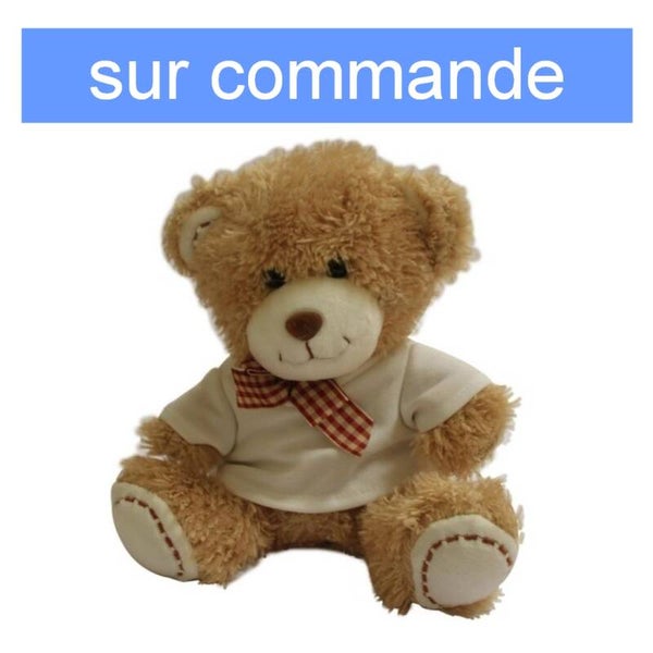 PELUCHE OURS AVEC NOEUD 18 CM