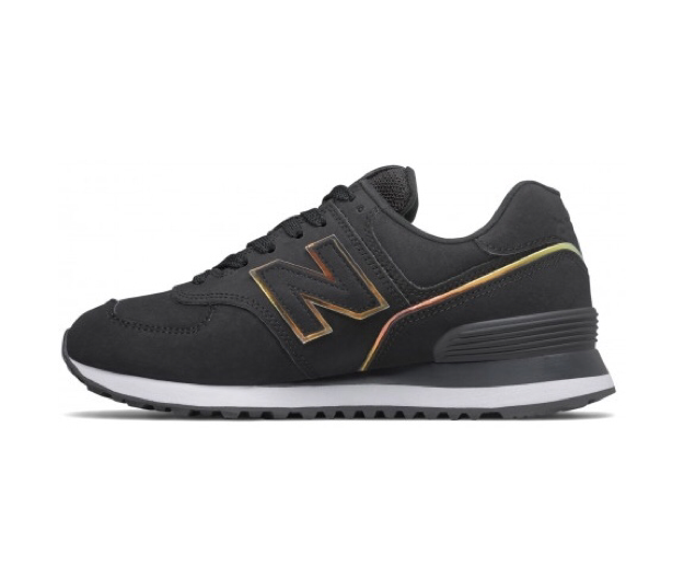 Dames New Balance 574 Leer Zwart | Starshoe