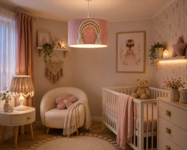 Zestaw lampka nocna i lampa sufitowa boho