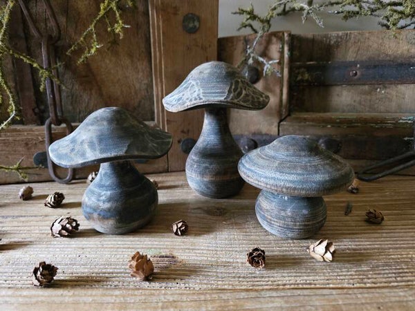 Houten paddenstoel grijs