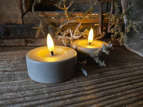 Led waxine 2 st groot - taupe