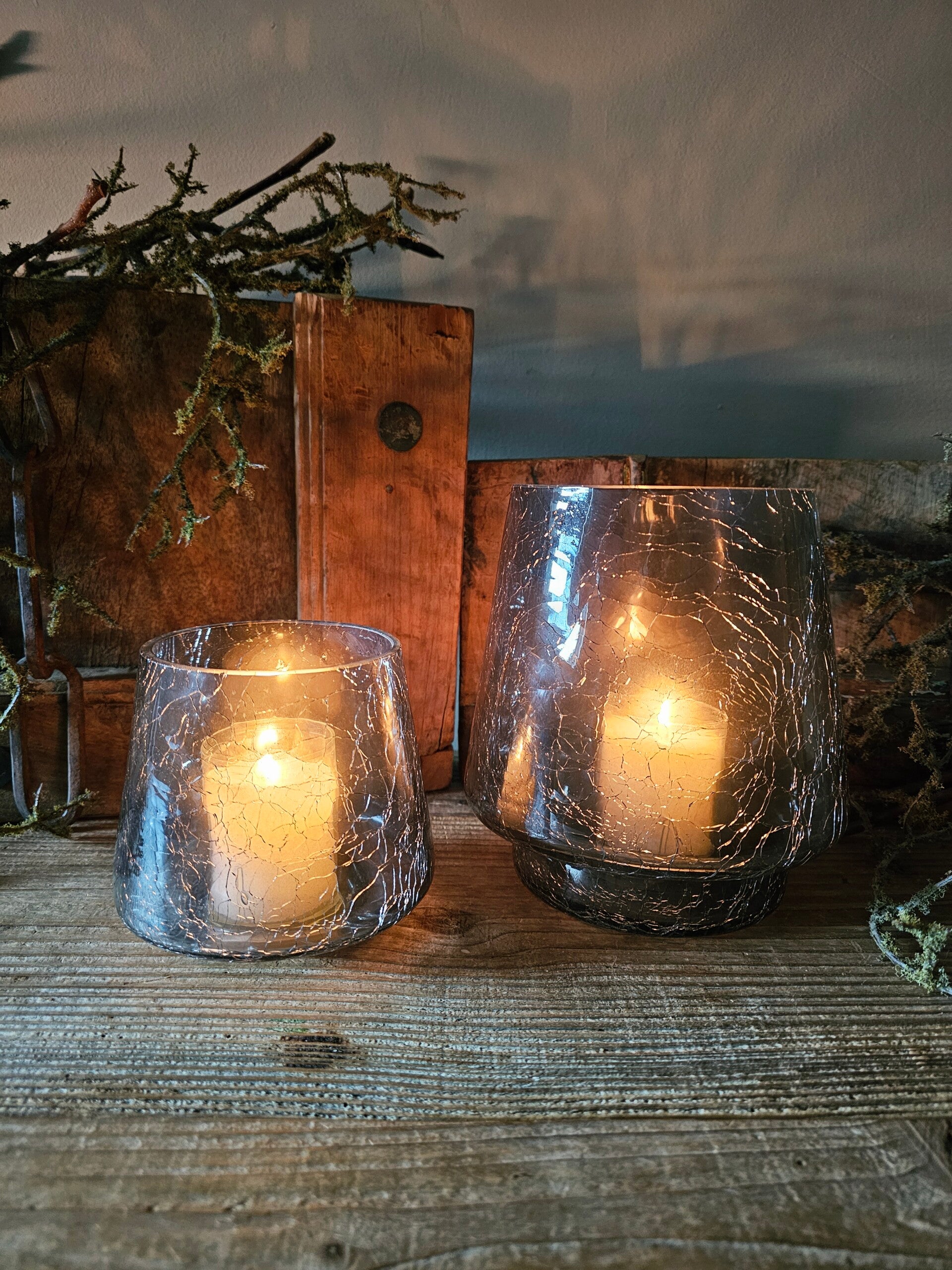 Windlicht 'gebroken' glas