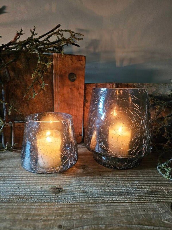 Windlicht 'gebroken' glas