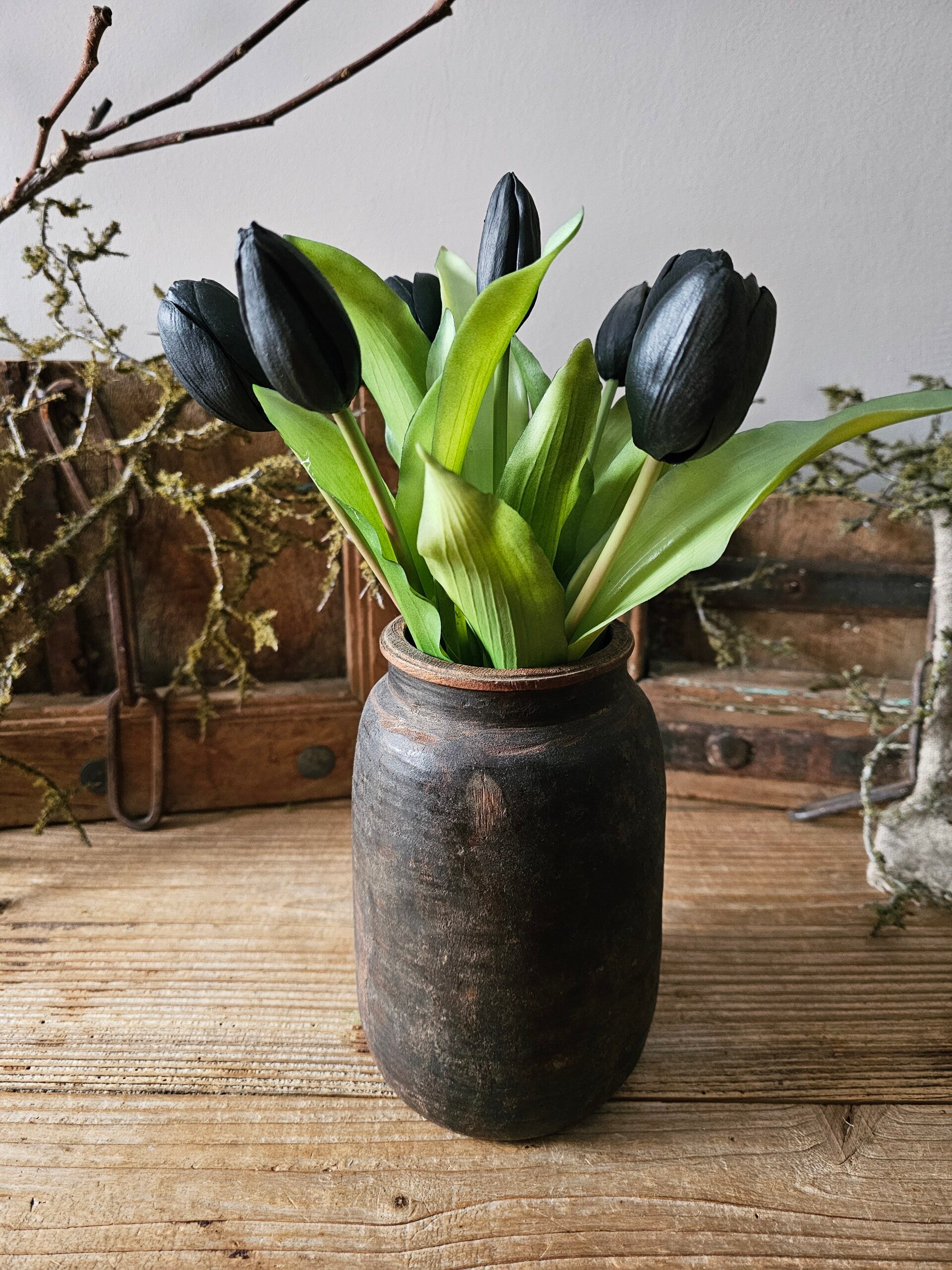 Bos kunst tulpen 30cm - Zwart