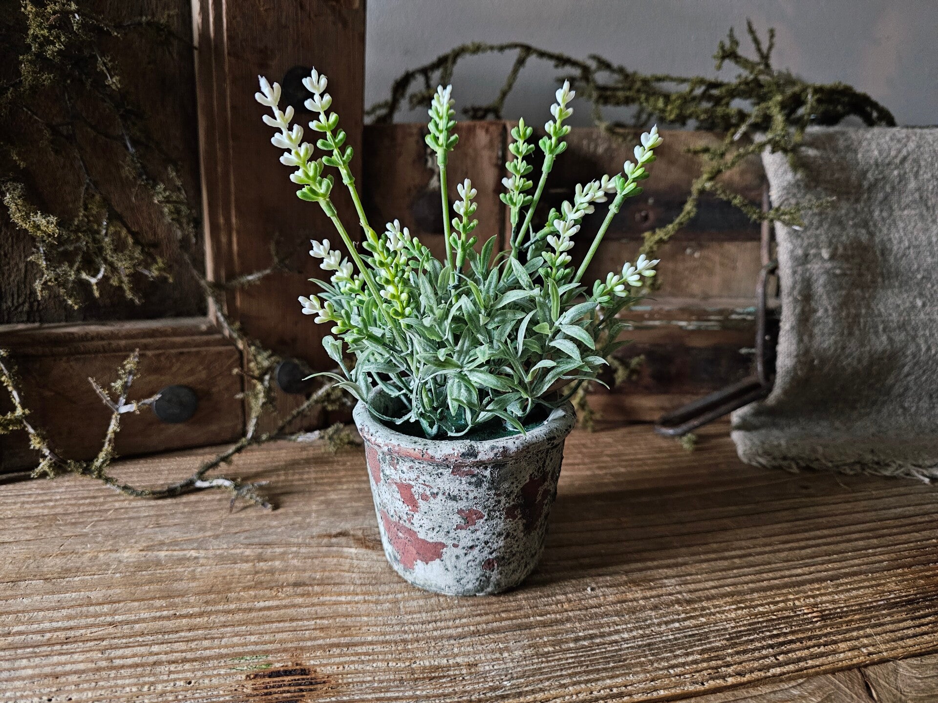 Potje kunst lavendel - wit