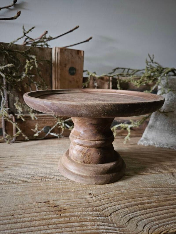 Plateau op voet hout klein