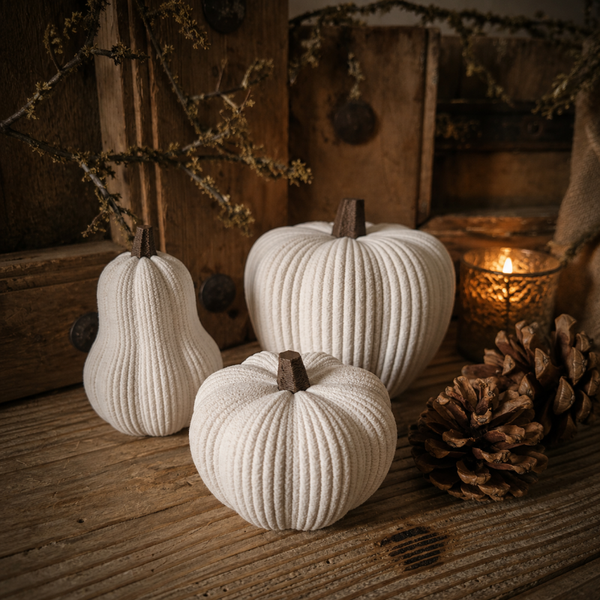 3D Geprinte set pompoenen - wit