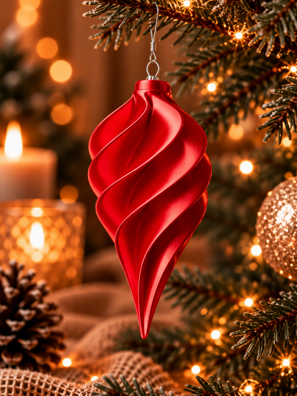3D Kerstbal - Metalic Rood