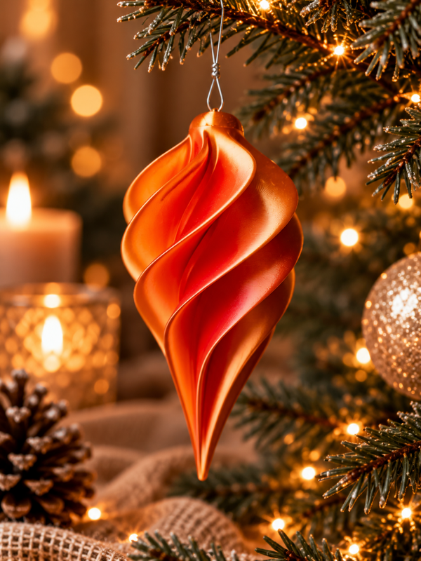 3D Kerstbal - Metalic Oranje-Roze