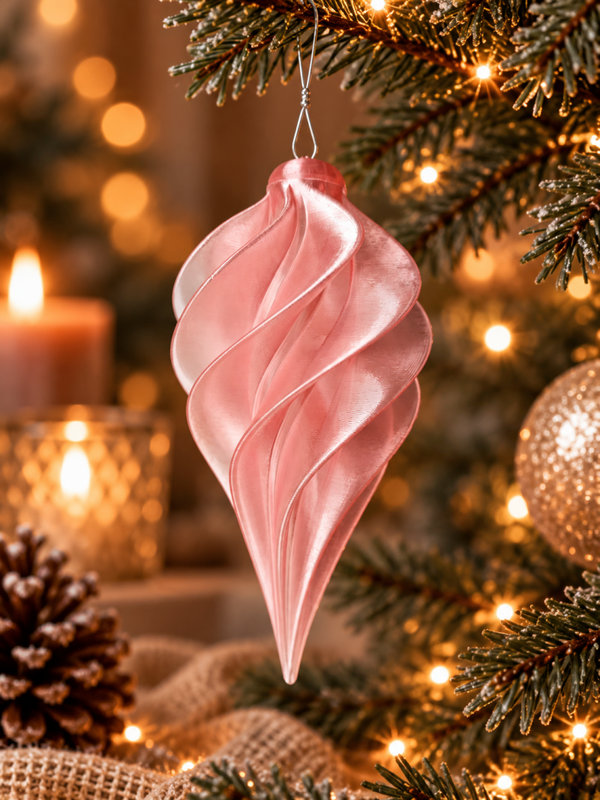 3D Kerstbal - Doorzichtig Roze