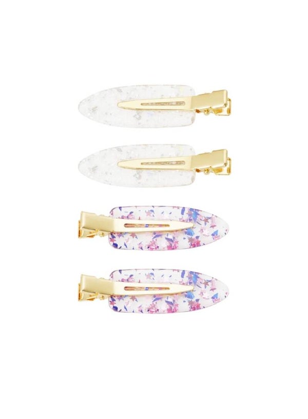 Haarclip blauw roze / wit