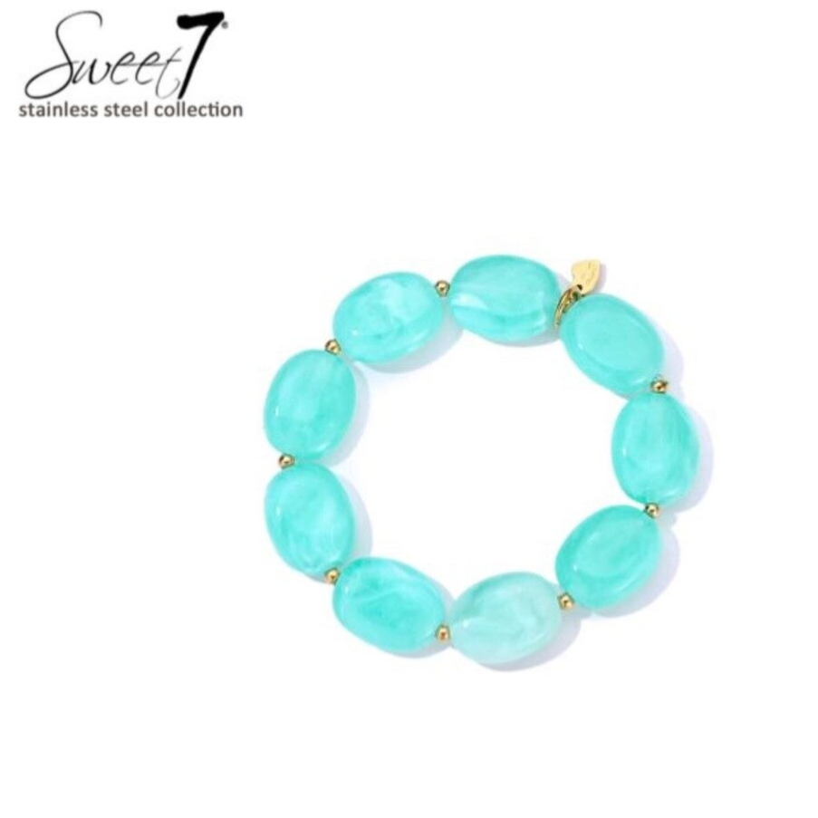 Armband bolletjes neon blauw