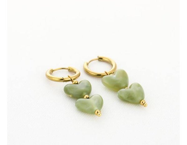 Oorbellen hartjes groen