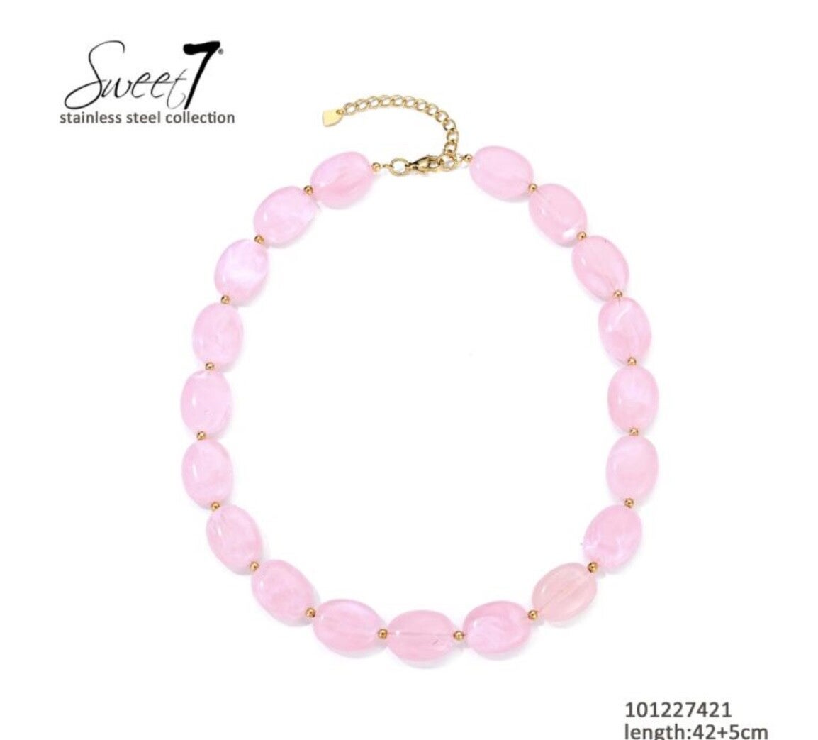 Ketting bolletjes roze