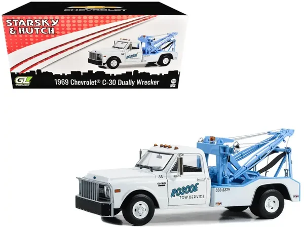 1:18 Greenlight - 1969 Chevrolet C-30 Dually Wrecker Roscoe Tow Service *Starsky and Hutch (1975-1979) Series 2*
