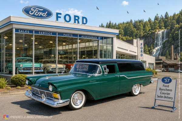 1:18 Spare Parts - Road Legends - 1957 Ford Ranchero Courier Sedan Delivery Green