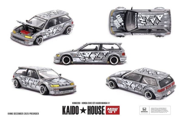1:64 Mini GT Kaido - Honda Civic (EF) Kaido Manga V1 Grey