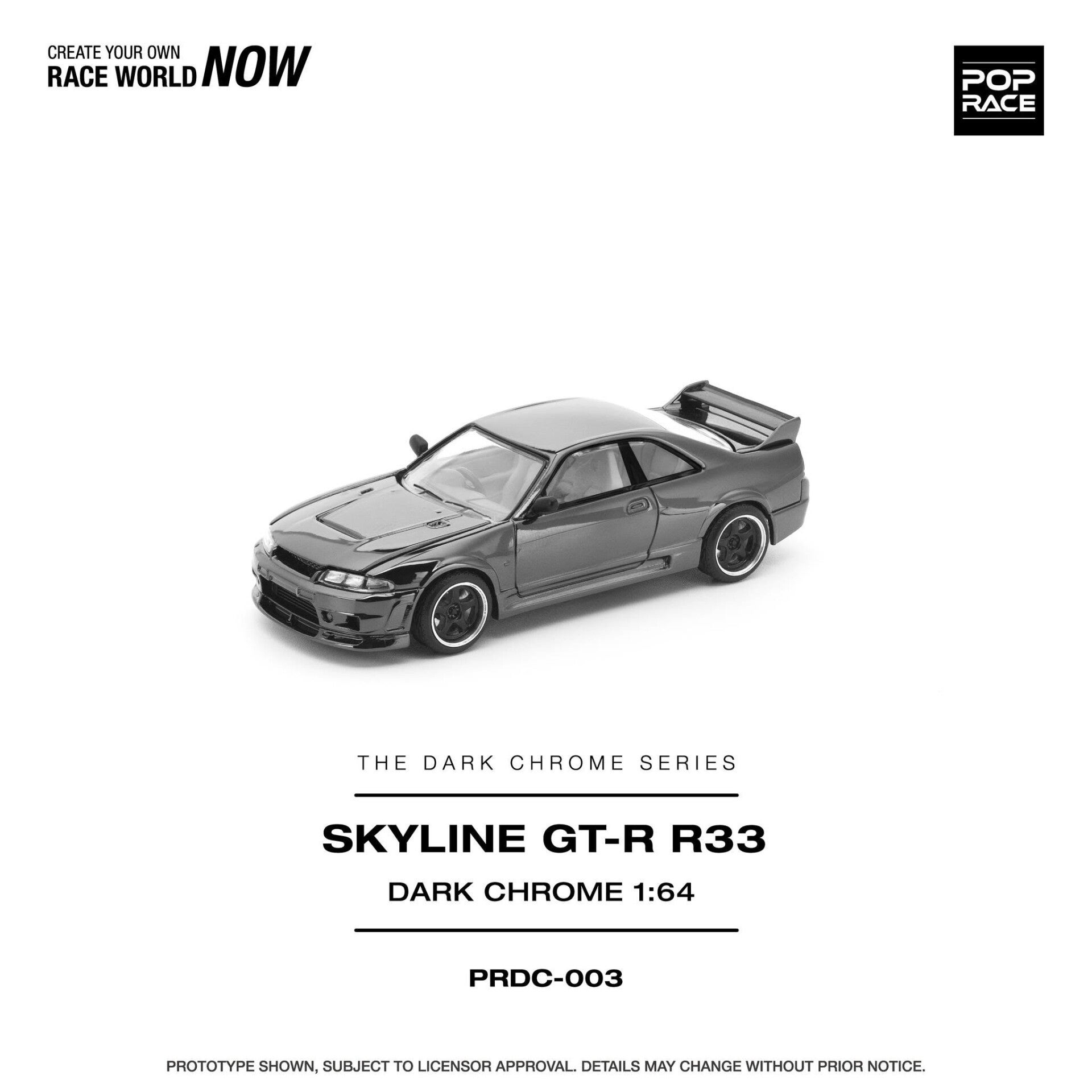 1:64 Pop Race Limited - Nissan Skyline R33 GT-R *The Dark Chrome Series*, dark chrome